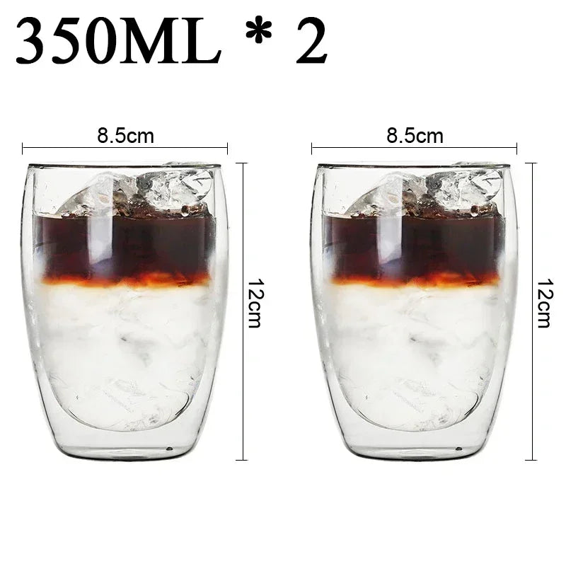 2-18PCS Dublu perete mare Borosilicat de sticlă cani bază de căldură ceai rezistent, cafea, lapte, și suc Cupe, Creative Bar Drinkware Set cadou
