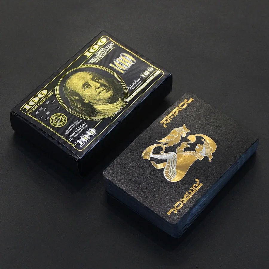 55PCS Gold Foil Carduri de joc de 24K de aur din plastic Set de poker, carduri de joc de apă și durabile