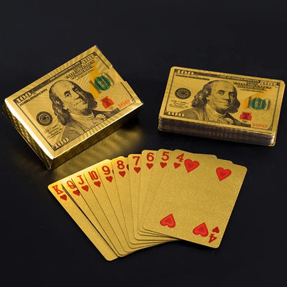 55PCS Gold Foil Carduri de joc de 24K de aur din plastic Set de poker, carduri de joc de apă și durabile