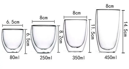 2-18PCS Dublu perete mare Borosilicat de sticlă cani  bază de căldură ceai rezistent, cafea, lapte, și suc Cupe, Creative Bar Drinkware Set cadou