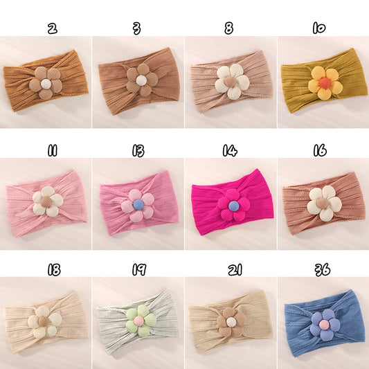 1Pc Baby Nylon Headscarf  bază de flori manual pentru fete nou-născute, Turban păr elastic copil