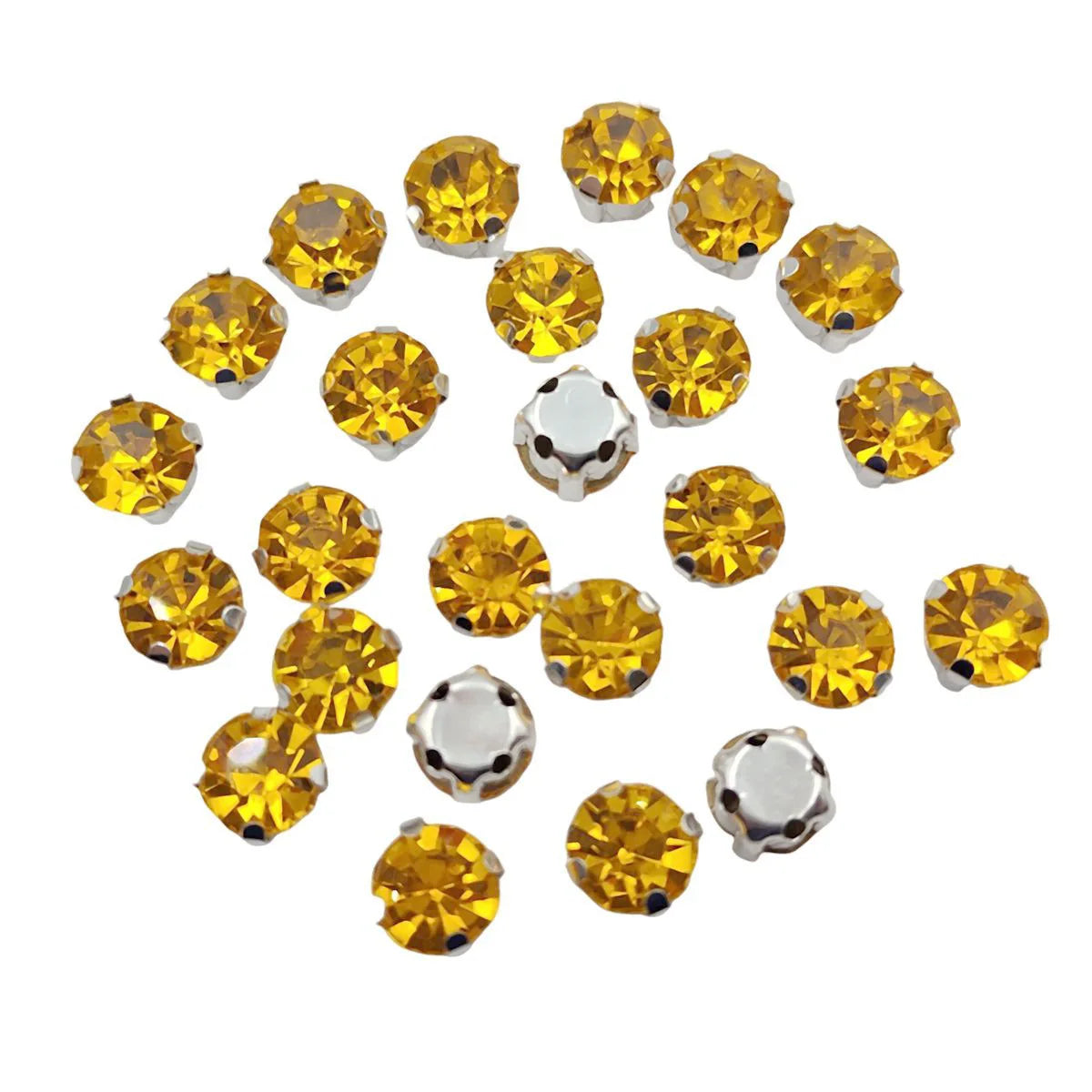 Piatră rotundă de sticlă cu gheare de argint bază Sew-On Cristale pentru îmbrăcăminte, pantofi, și meșteșuguri