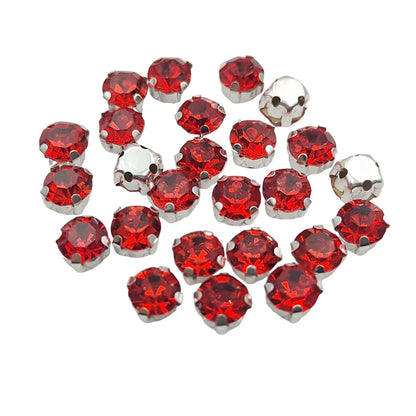 Piatră rotundă de sticlă cu gheare de argint bază Sew-On Cristale pentru îmbrăcăminte, pantofi, și meșteșuguri