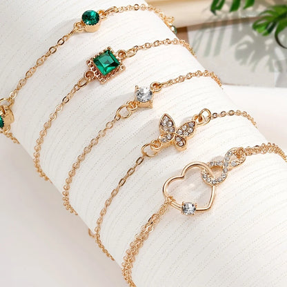 5pcs Vintage Rhinestone brățară Set ا Infinity & Geographic Designs, Bijuterii de moda pentru femei, Cadou perfect & Purtare cazuala
