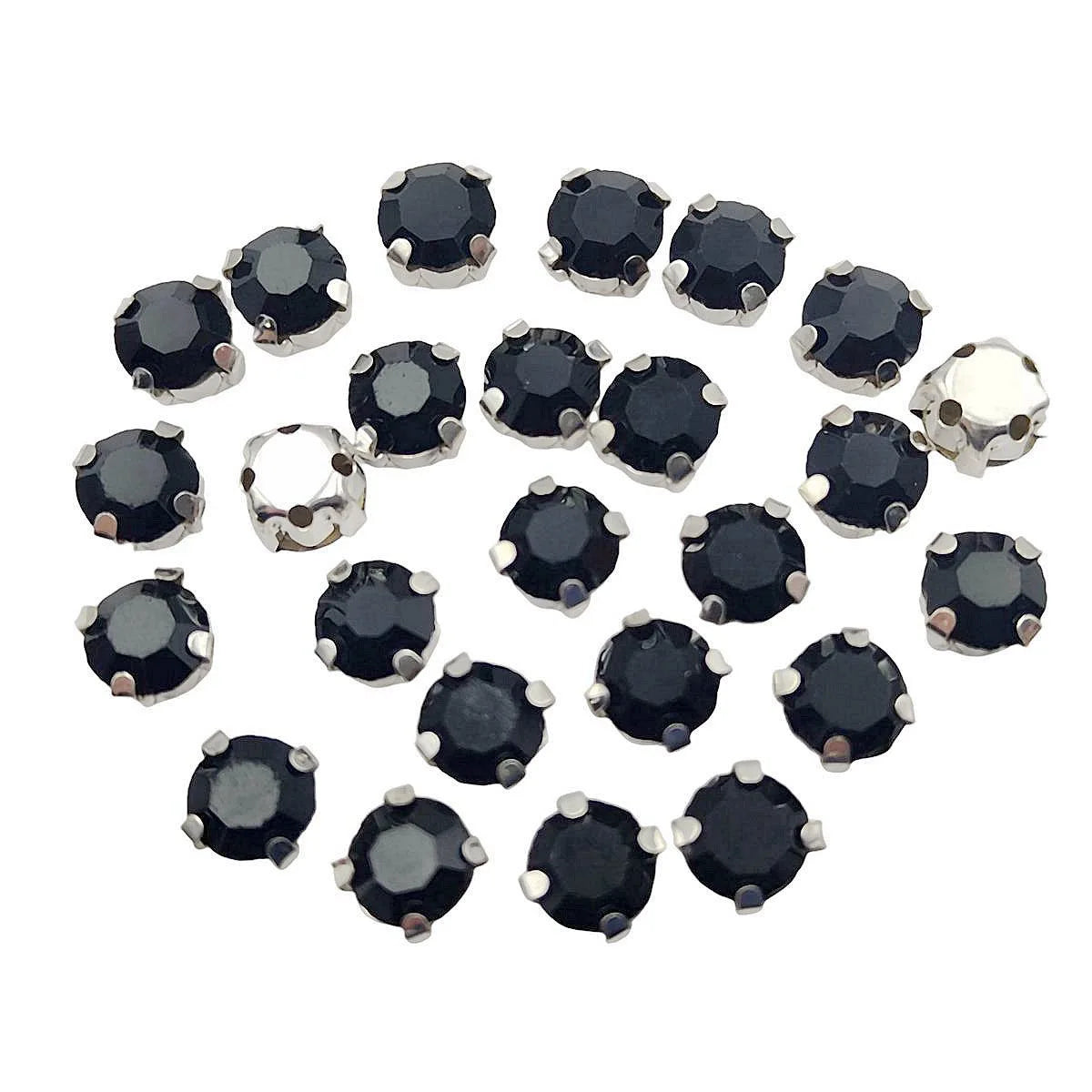 Piatră rotundă de sticlă cu gheare de argint bază Sew-On Cristale pentru îmbrăcăminte, pantofi, și meșteșuguri
