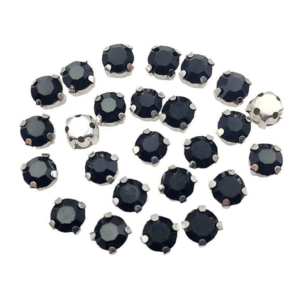 Piatră rotundă de sticlă cu gheare de argint bază Sew-On Cristale pentru îmbrăcăminte, pantofi, și meșteșuguri