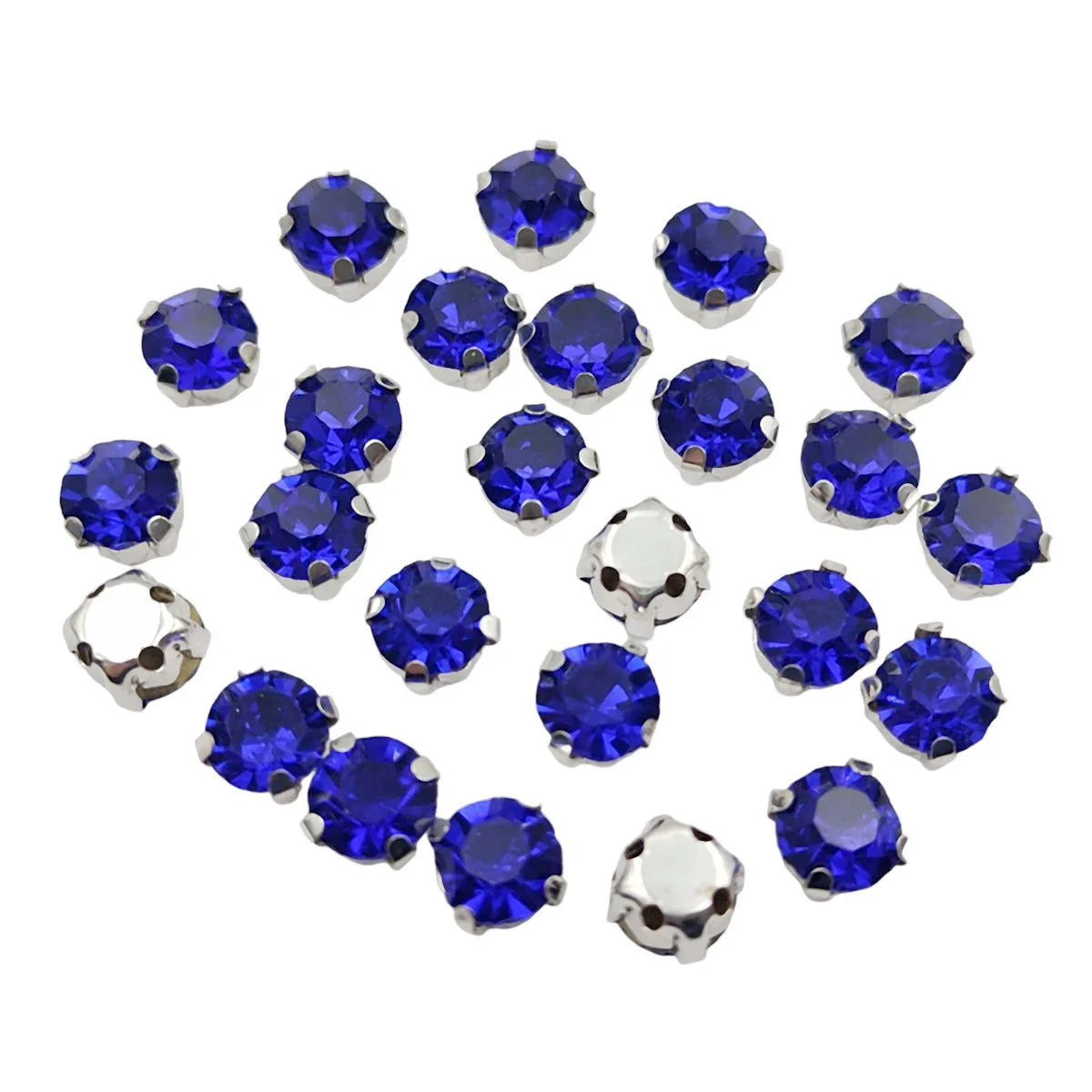 Piatră rotundă de sticlă cu gheare de argint bază Sew-On Cristale pentru îmbrăcăminte, pantofi, și meșteșuguri