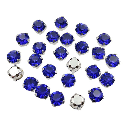 Piatră rotundă de sticlă cu gheare de argint bază Sew-On Cristale pentru îmbrăcăminte, pantofi, și meșteșuguri