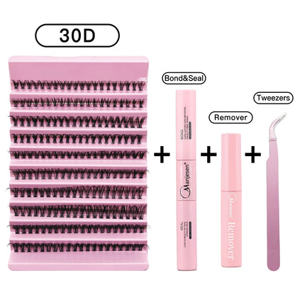 Kit de extensie a genelor MASH: 200PCS Lash Clustere cu Lash Bond & Seal, Machiaj Professional Tools for Gluing Lashes