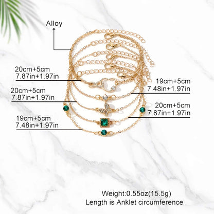 5pcs Vintage Rhinestone brățară Set ا Infinity & Geographic Designs, Bijuterii de moda pentru femei, Cadou perfect & Purtare cazuala