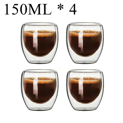 2-18PCS Dublu perete mare Borosilicat de sticlă cani  bază de căldură ceai rezistent, cafea, lapte, și suc Cupe, Creative Bar Drinkware Set cadou