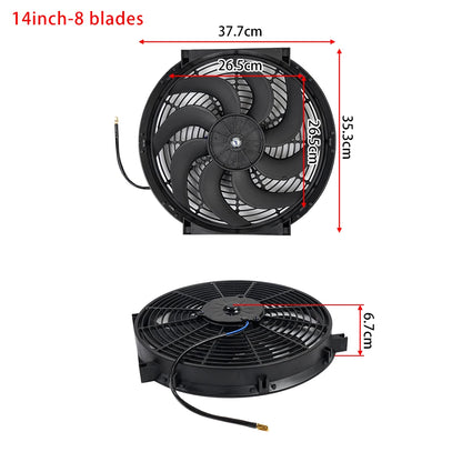 Universal 7/9/10/12/14/16 Inch 12V 80W Răcire radiator masina Fan Blade  bază de aer electric Fan Kit 2100RPM