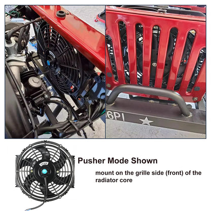 Universal 7/9/10/12/14/16 Inch 12V 80W Răcire radiator masina Fan Blade  bază de aer electric Fan Kit 2100RPM