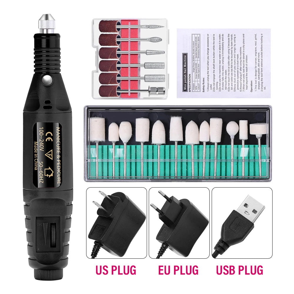 Portable Professional Electric Nail Drill Machine – Manicure & Pedicure Drill Set for Home and Salon Use