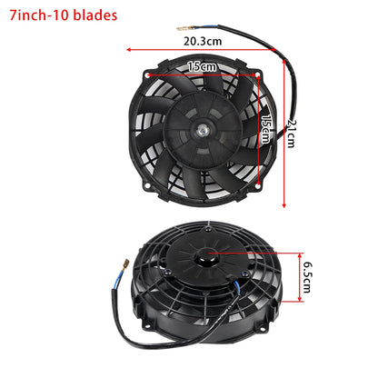 Universal 7/9/10/12/14/16 Inch 12V 80W Răcire radiator masina Fan Blade  bază de aer electric Fan Kit 2100RPM