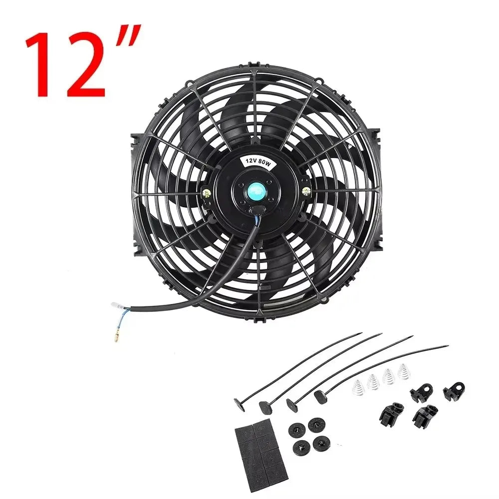 Universal 7/9/10/12/14/16 Inch 12V 80W Răcire radiator masina Fan Blade  bază de aer electric Fan Kit 2100RPM