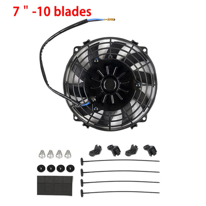 Universal 7/9/10/12/14/16 Inch 12V 80W Răcire radiator masina Fan Blade  bază de aer electric Fan Kit 2100RPM