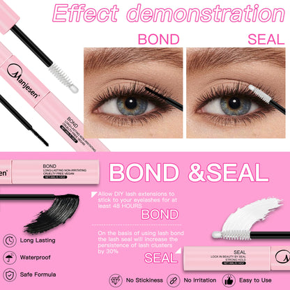 Kit de extensie a genelor MASH: 200PCS Lash Clustere cu Lash Bond & Seal, Machiaj Professional Tools for Gluing Lashes