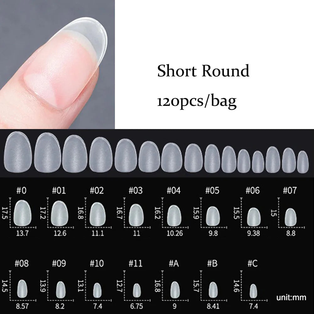120PCS Matte Press-On Nail Tips ? Soft Full-Cover Almond unghii false pentru DIY Manichiura