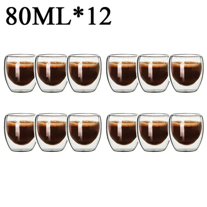 2-18PCS Dublu perete mare Borosilicat de sticlă cani  bază de căldură ceai rezistent, cafea, lapte, și suc Cupe, Creative Bar Drinkware Set cadou