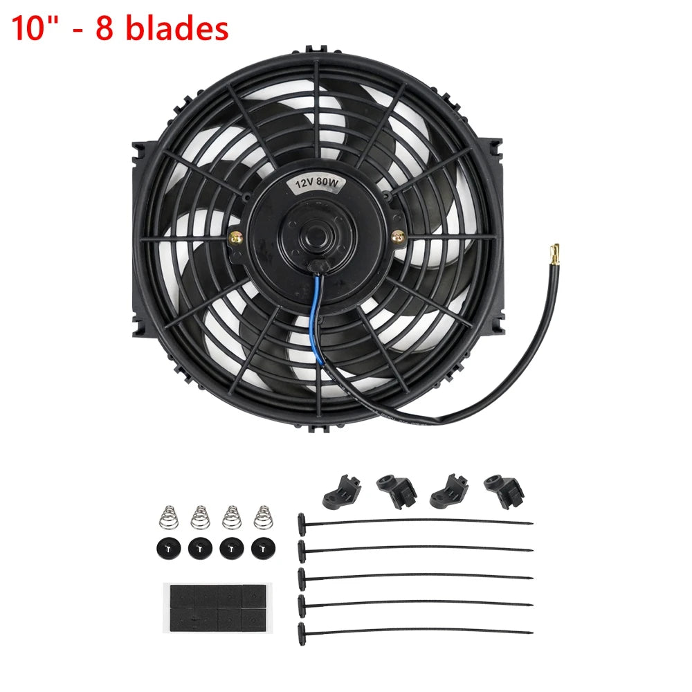 Universal 7/9/10/12/14/16 Inch 12V 80W Răcire radiator masina Fan Blade  bază de aer electric Fan Kit 2100RPM