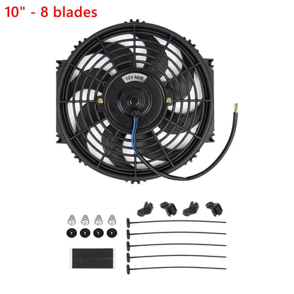 Universal 7/9/10/12/14/16 Inch 12V 80W Răcire radiator masina Fan Blade  bază de aer electric Fan Kit 2100RPM