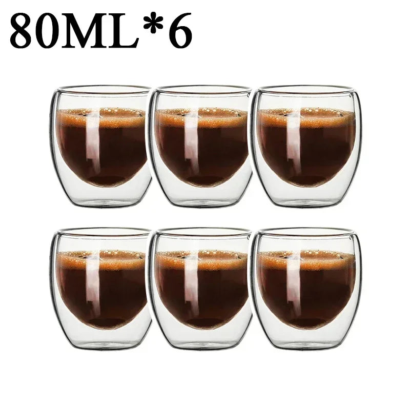 2-18PCS Dublu perete mare Borosilicat de sticlă cani  bază de căldură ceai rezistent, cafea, lapte, și suc Cupe, Creative Bar Drinkware Set cadou