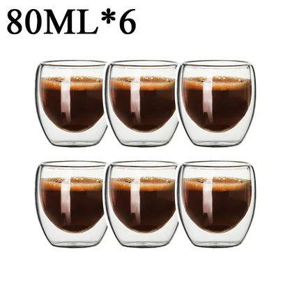 2-18PCS Dublu perete mare Borosilicat de sticlă cani  bază de căldură ceai rezistent, cafea, lapte, și suc Cupe, Creative Bar Drinkware Set cadou