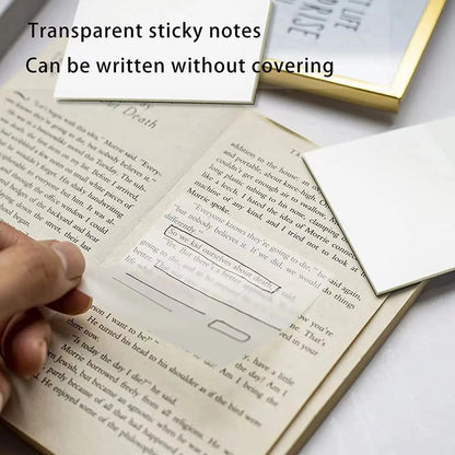 50 Sheets Transparent Sticky Notes – Waterproof Message & Signature Stickers for Notebooks