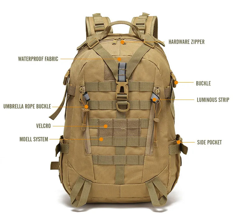 40L Tactical Reflective Backpack  bază militară Molle Outdoor Rucksack