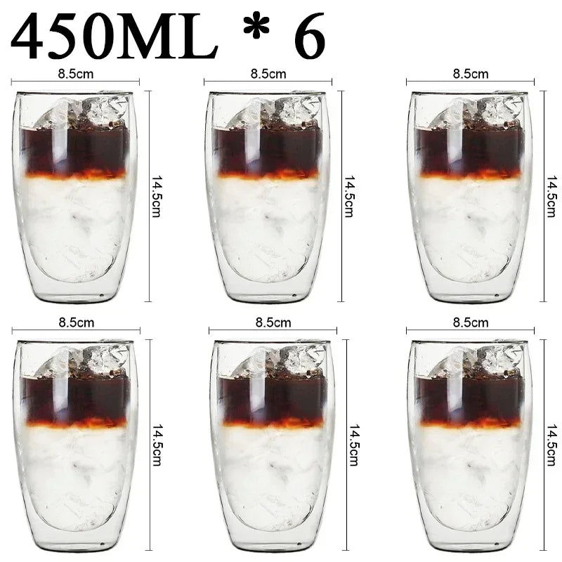 2-18PCS Dublu perete mare Borosilicat de sticlă cani  bază de căldură ceai rezistent, cafea, lapte, și suc Cupe, Creative Bar Drinkware Set cadou