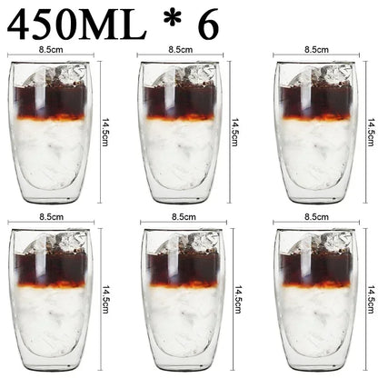 2-18PCS Dublu perete mare Borosilicat de sticlă cani  bază de căldură ceai rezistent, cafea, lapte, și suc Cupe, Creative Bar Drinkware Set cadou