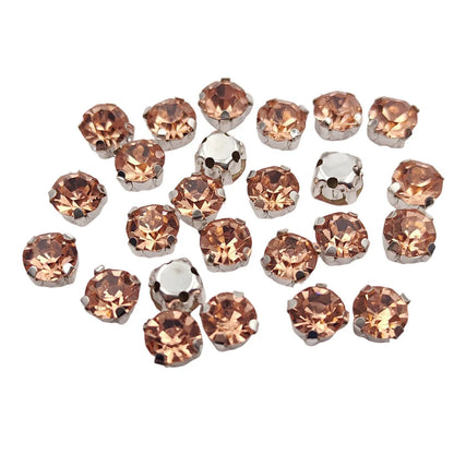 Piatră rotundă de sticlă cu gheare de argint bază Sew-On Cristale pentru îmbrăcăminte, pantofi, și meșteșuguri