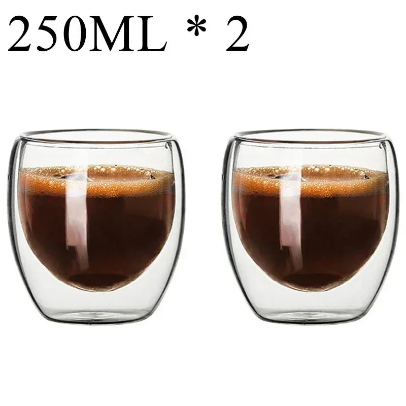 2-18PCS Dublu perete mare Borosilicat de sticlă cani  bază de căldură ceai rezistent, cafea, lapte, și suc Cupe, Creative Bar Drinkware Set cadou
