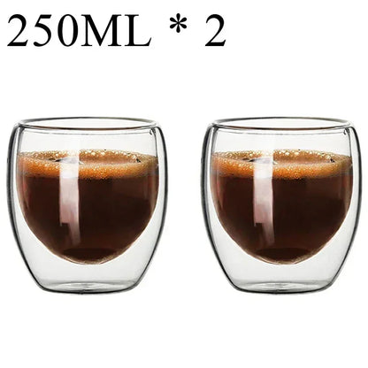 2-18PCS Dublu perete mare Borosilicat de sticlă cani  bază de căldură ceai rezistent, cafea, lapte, și suc Cupe, Creative Bar Drinkware Set cadou