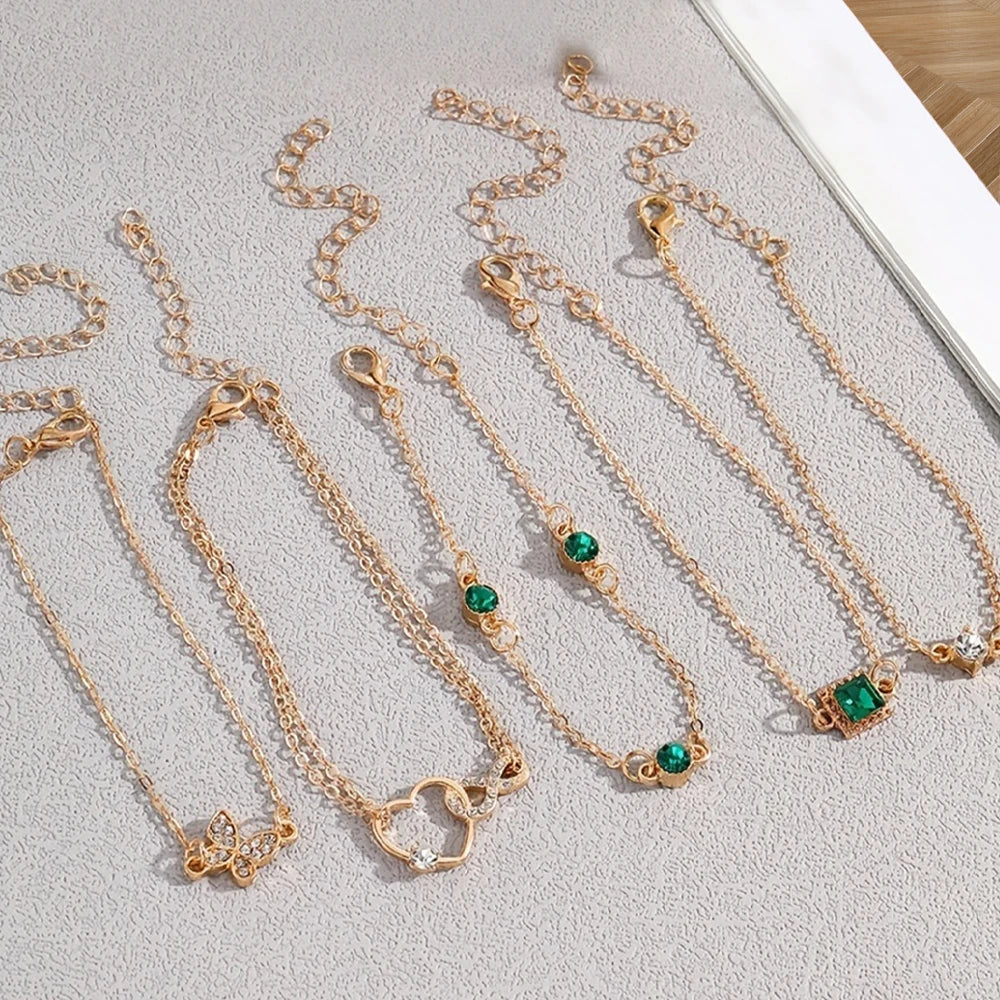 5pcs Vintage Rhinestone brățară Set ا Infinity & Geographic Designs, Bijuterii de moda pentru femei, Cadou perfect & Purtare cazuala