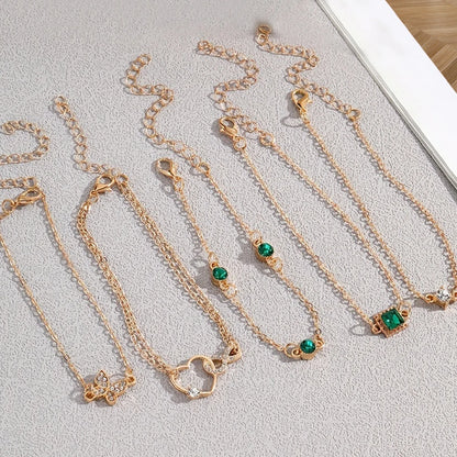 5pcs Vintage Rhinestone brățară Set ا Infinity & Geographic Designs, Bijuterii de moda pentru femei, Cadou perfect & Purtare cazuala