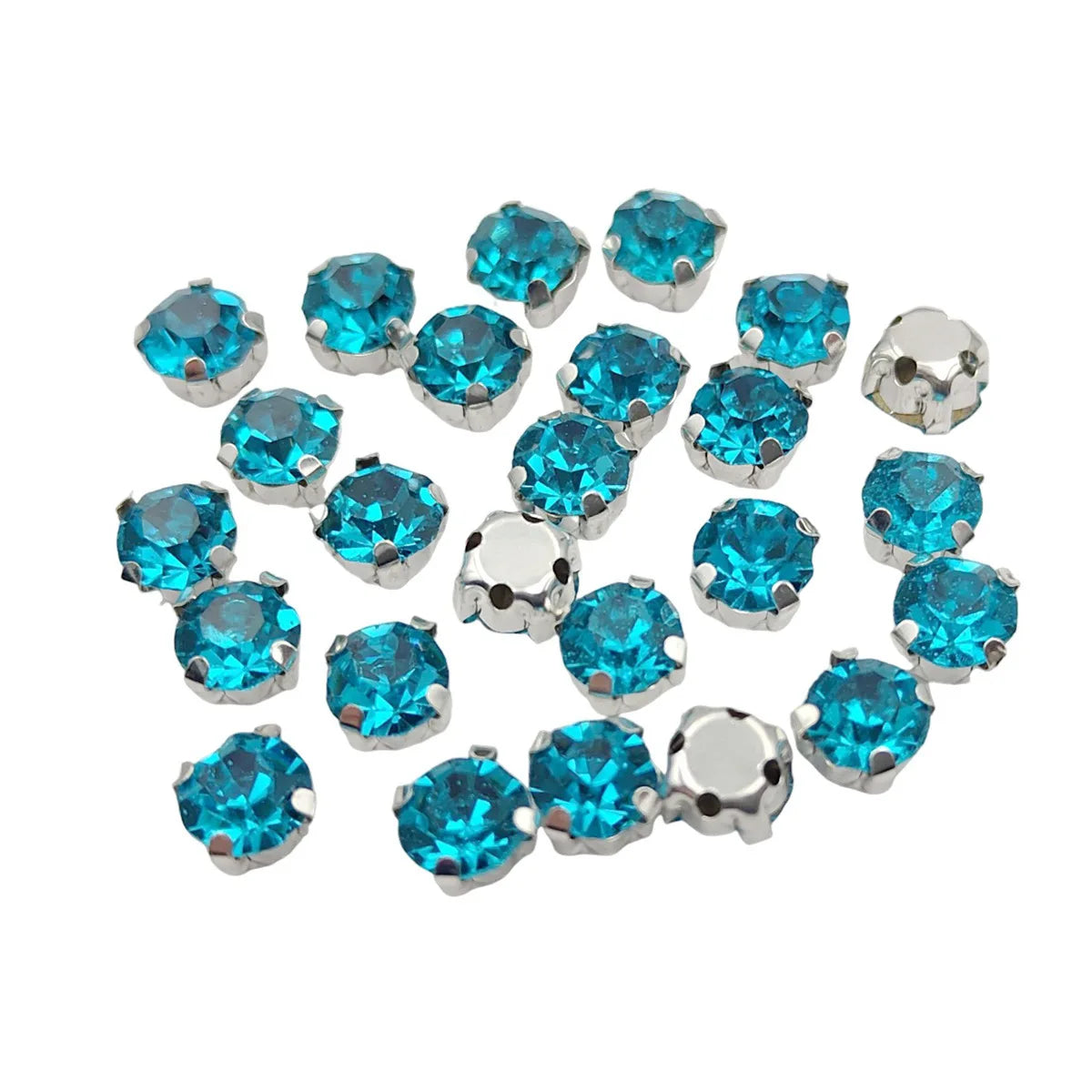 Piatră rotundă de sticlă cu gheare de argint bază Sew-On Cristale pentru îmbrăcăminte, pantofi, și meșteșuguri