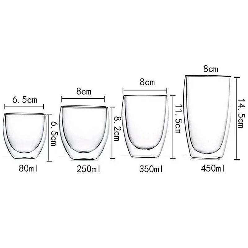 2-18PCS Dublu perete mare Borosilicat de sticlă cani  bază de căldură ceai rezistent, cafea, lapte, și suc Cupe, Creative Bar Drinkware Set cadou