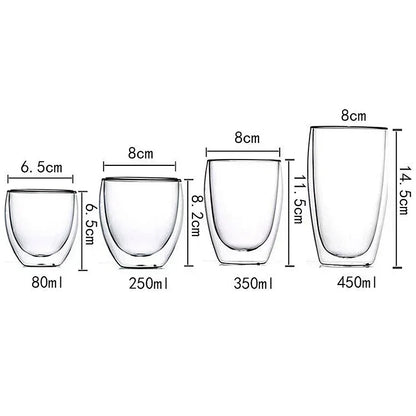 2-18PCS Dublu perete mare Borosilicat de sticlă cani  bază de căldură ceai rezistent, cafea, lapte, și suc Cupe, Creative Bar Drinkware Set cadou