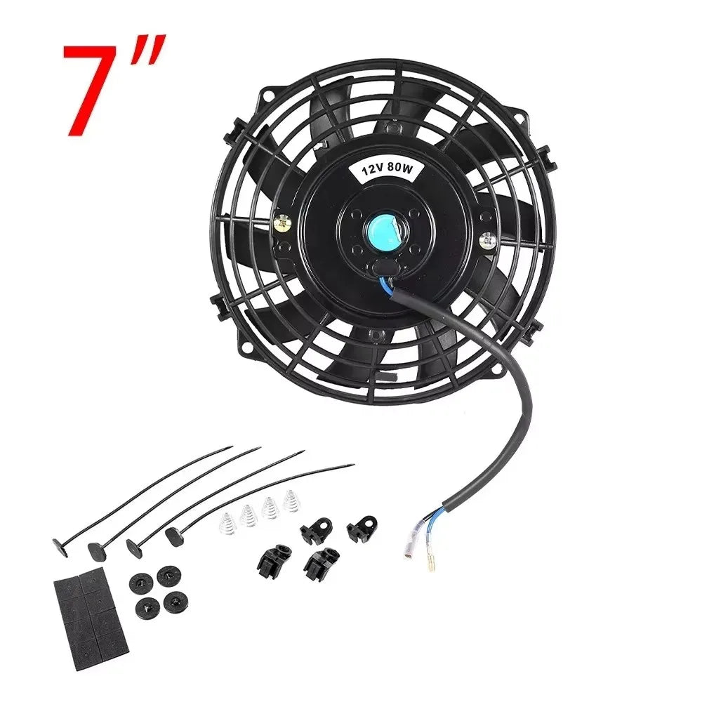 Universal 7/9/10/12/14/16 Inch 12V 80W Răcire radiator masina Fan Blade  bază de aer electric Fan Kit 2100RPM