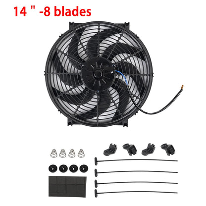 Universal 7/9/10/12/14/16 Inch 12V 80W Răcire radiator masina Fan Blade  bază de aer electric Fan Kit 2100RPM