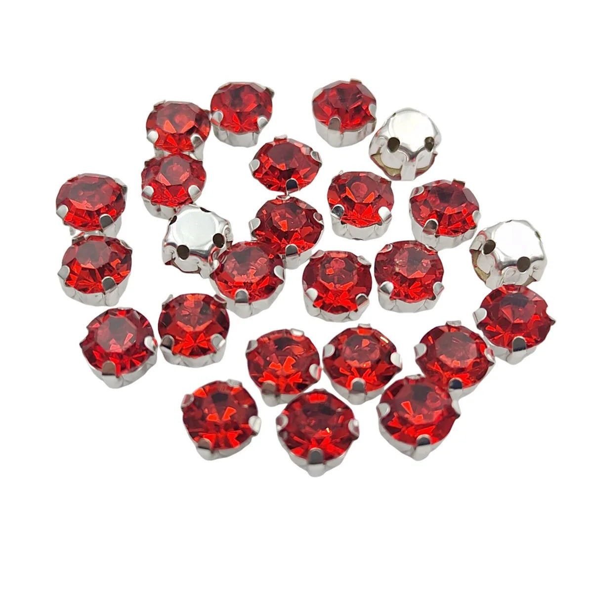 Piatră rotundă de sticlă cu gheare de argint bază Sew-On Cristale pentru îmbrăcăminte, pantofi, și meșteșuguri