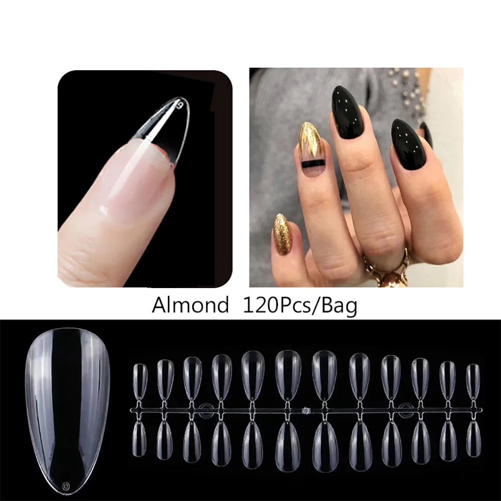 120PCS Matte Press-On Nail Tips ? Soft Full-Cover Almond unghii false pentru DIY Manichiura
