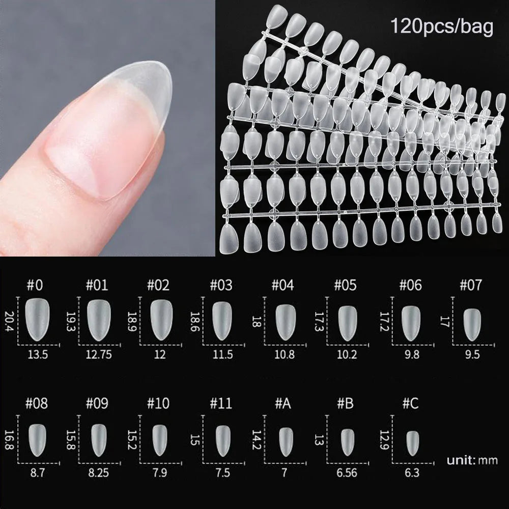 120PCS Matte Press-On Nail Tips ? Soft Full-Cover Almond unghii false pentru DIY Manichiura