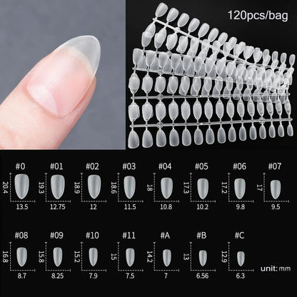 120PCS Matte Press-On Nail Tips ? Soft Full-Cover Almond unghii false pentru DIY Manichiura