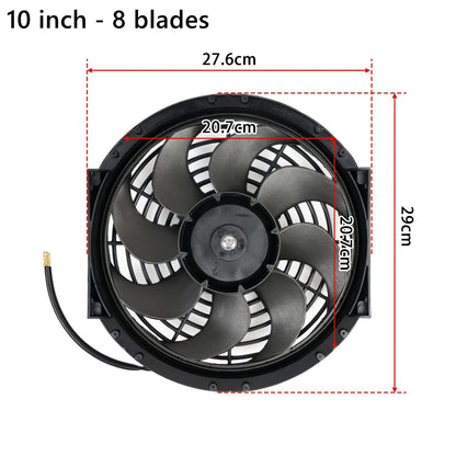 Universal 7/9/10/12/14/16 Inch 12V 80W Răcire radiator masina Fan Blade  bază de aer electric Fan Kit 2100RPM