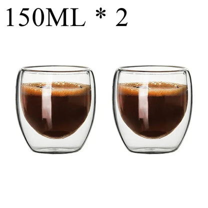 2-18PCS Dublu perete mare Borosilicat de sticlă cani  bază de căldură ceai rezistent, cafea, lapte, și suc Cupe, Creative Bar Drinkware Set cadou