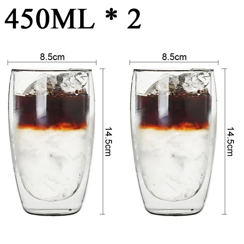 2-18PCS Dublu perete mare Borosilicat de sticlă cani  bază de căldură ceai rezistent, cafea, lapte, și suc Cupe, Creative Bar Drinkware Set cadou