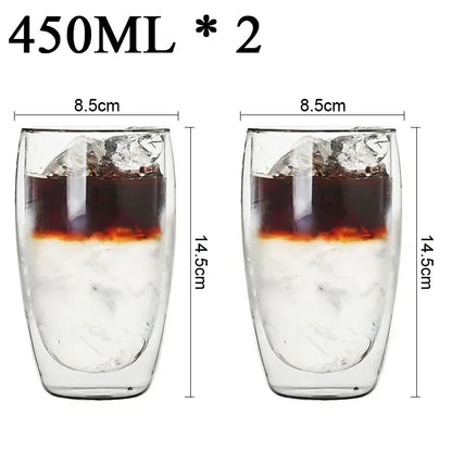 2-18PCS Dublu perete mare Borosilicat de sticlă cani  bază de căldură ceai rezistent, cafea, lapte, și suc Cupe, Creative Bar Drinkware Set cadou
